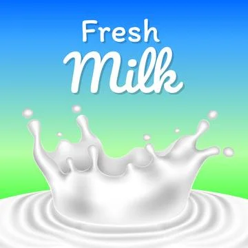 Realistic splash or drop fresh milk illustration vector Stock Illustration