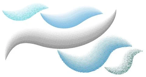 Realistic splashes vector geometric halftone dot work grain texture set on .. Stock Illustration