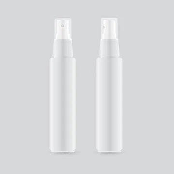 Realistic spray bottles for mock up - Set of white spray bottles Stock Illustration