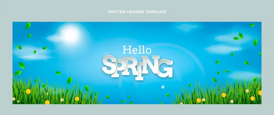 Realistic spring twitter header Stock Illustration