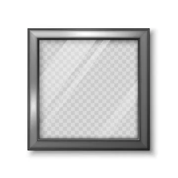Realistic square black frame with transparent background for photo or picture Stock Illustration