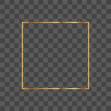 Realistic square frame with glowing lights and sparkle bokeh effects. Vector. Stock Illustration