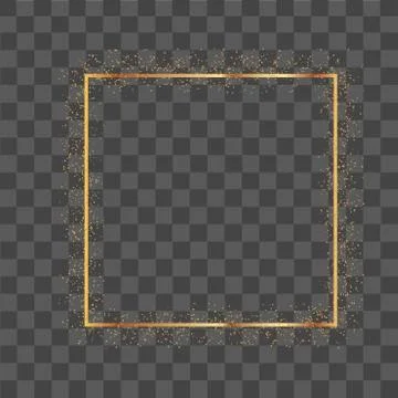 Realistic square frame with glowing lights and sparkle bokeh effects. Vector. Stock Illustration