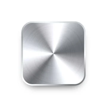 Realistic square metal chrome button. Steel volume control knob. Application Stock Illustration