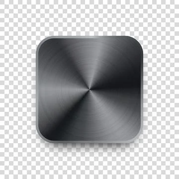 Realistic square metal chrome button. Steel volume control knob. Application Stock Illustration
