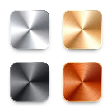 Realistic square metal chrome button. Steel volume control knob. Application Stock Illustration