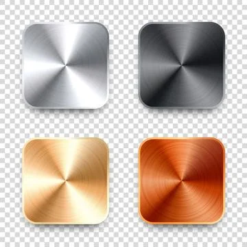 Realistic square metal chrome button. Steel volume control knob. Application Stock Illustration