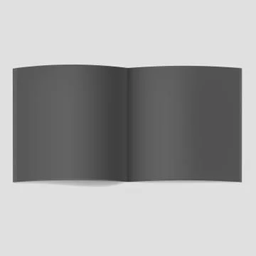 Realistic square opened black book mockup Stock Illustration