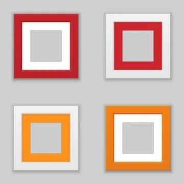 Realistic square picture frame set. vector Stock Illustration