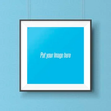 Realistic square picture frame on the wall Stock Illustration