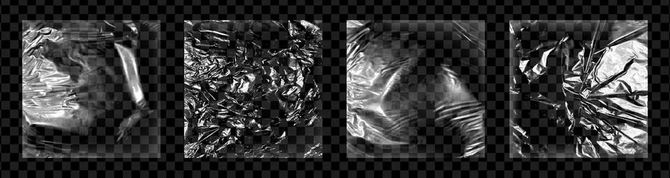 Realistic square plastic wrap overlay big pack isolated on transparent Stock Illustration