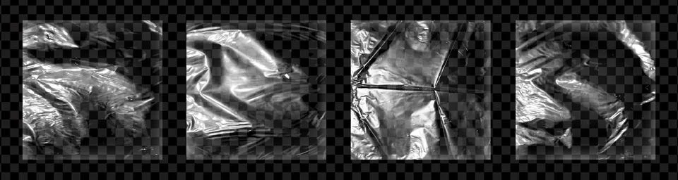 Realistic square plastic wrap overlay big pack isolated on transparent Stock Illustration