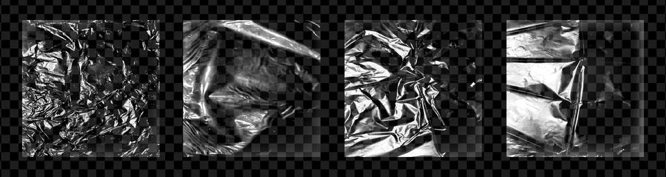 Realistic square plastic wrap overlay big pack isolated on transparent Stock Illustration