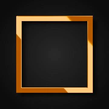 Realistic square shiny gold frame for your design, poster or greeting card. Stock Illustration