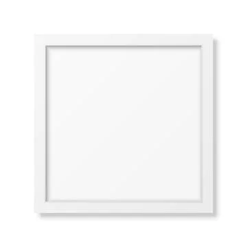 Realistic Square White Picture Frame Vector Illustration. Minimal Photo Frame Stock Illustration