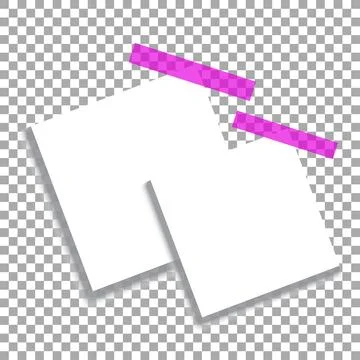 Realistic square white sheets with shadows on transparent background. Realist Stock Illustration