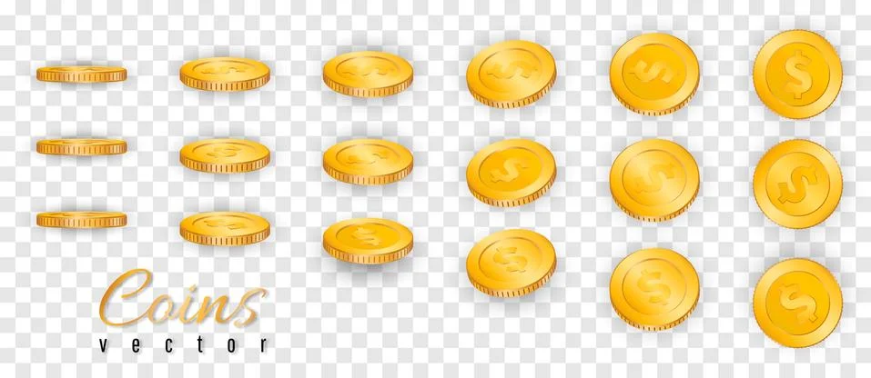 Realistic stack of gold coins isolated on transparent background. Vector illu Stock Illustration