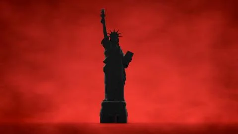 Realistic of Statue of liberty on front side, America chaos situation Stock Illustration