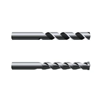 Realistic steel Drill Bits. Vector illustration isolated on white background Stock Illustration