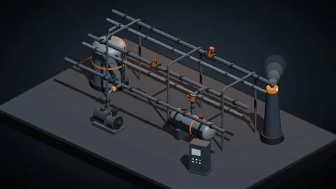 Realistic steel pipe rack refinery animation Stock Footage 339333611
