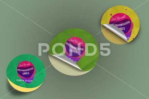 Realistic Sticker Mockup Design Template PSD Template