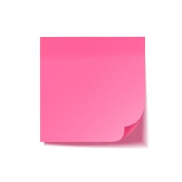 Realistic sticky note with shadow. Pink paper. Message on notepaper. Reminder Stock Illustration