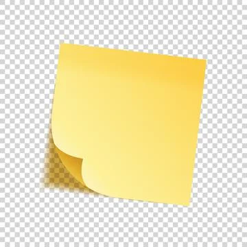 Realistic sticky note with shadow. Yellow paper. Message on notepaper. Reminder Stock Illustration