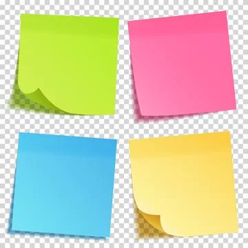 Realistic sticky note with shadow. Yellow paper set. Message on notepaper Stock Illustration