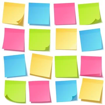 Realistic sticky note with shadow. Yellow paper set. Message on notepaper イラスト素材