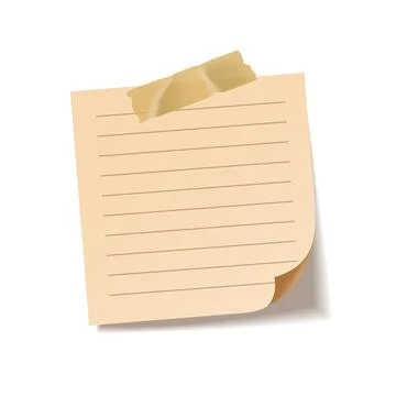Realistic sticky note sheet. Blank lined paper. Vector illustration. Stock Illustration