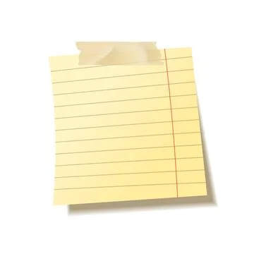Realistic sticky note sheet. Blank lined paper. Vector illustration. Stock Illustration