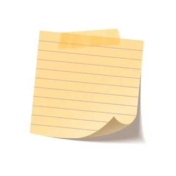 Realistic sticky note sheet. Blank lined paper. Vector illustration. Stock Illustration