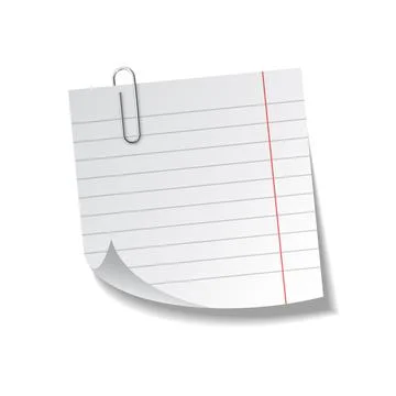 Realistic sticky note sheet. Blank lined paper. Vector illustration. Illustrazione stock