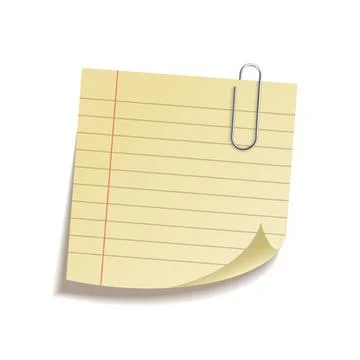 Realistic sticky note sheet. Blank lined paper. Vector illustration. Stock Illustration
