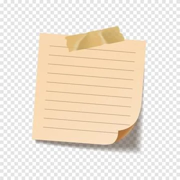 Realistic sticky note sheet. Blank lined paper. Vector illustration. Stock Illustration