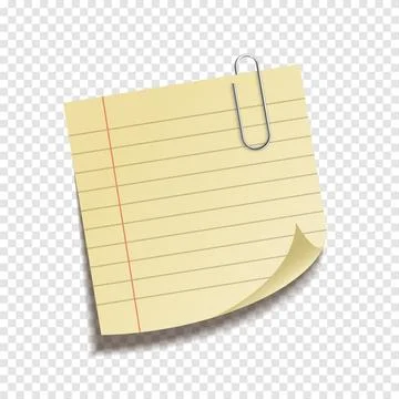 Realistic sticky note sheet. Blank lined paper. Vector illustration. Stock Illustration