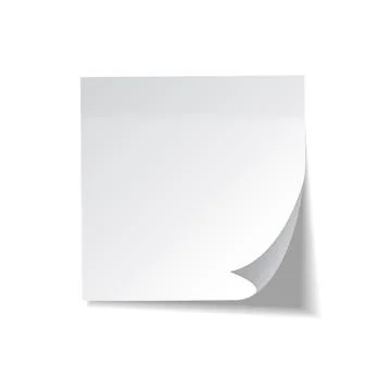 Realistic sticky note. White paper. Message on notepaper. Reminder. Eps10 vector Stock Illustration