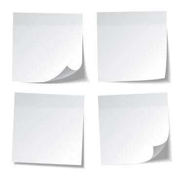 Realistic sticky note. White paper. Message on notepaper. Reminder. Eps10 vector Stock Illustration