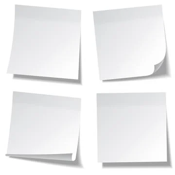 Realistic sticky note. White paper. Message on notepaper. Reminder. Eps10 vector Stock Illustration