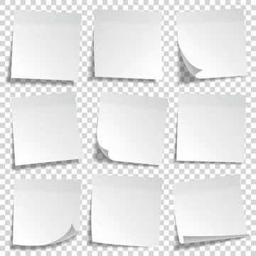 Realistic sticky note. White paper. Message on notepaper. Reminder. Eps10 vector Stock Illustration