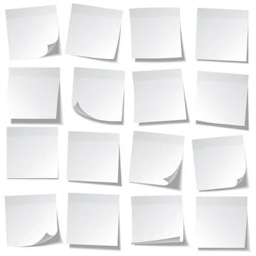 Realistic sticky note. White paper. Message on notepaper. Reminder. Eps10 vector Illustrazione stock