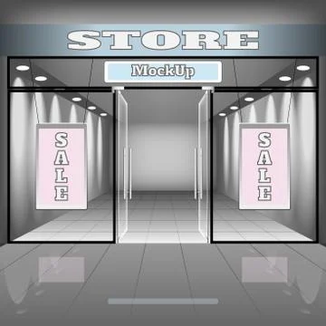 Realistic store or office interior template. Boutique illustration Illustrazione stock