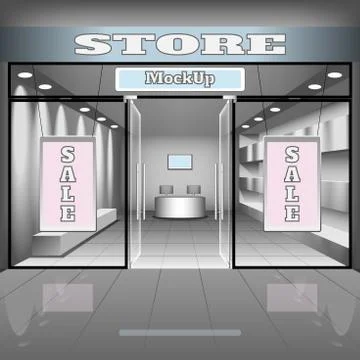Realistic store or office interior template. Boutique illustration Stock Illustration