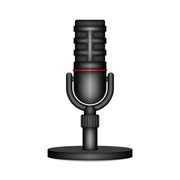 Realistic studio black microphone on stand vector 3d model isolated on whit.. Stock Illustration