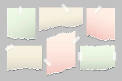 Realistic style torn paper set Stock Illustration