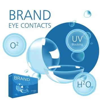 Realistic style vector with contacts ad with package and illustration with text Stock Illustration
