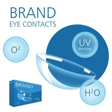 Realistic style vector with contacts ad with package and illustration with text Illustrazione stock