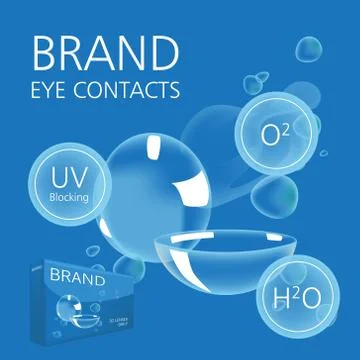 Realistic style vector with contacts ad with package and illustration with text Stock Illustration