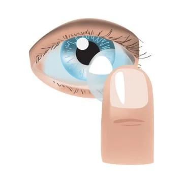 Realistic style vector illustration with eye and contact lens Stock Illustration