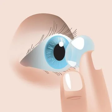 Realistic style vector illustration with eye and contact lens Stock Illustration